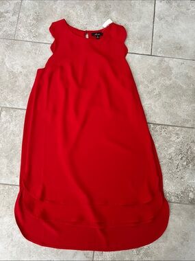 Monteau Red High-Low Scalloped Sleeve Dress size Medium